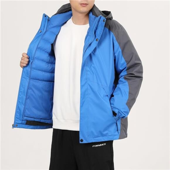 Men's 3 in 1 Waterproof Winter Ski Jacket Windproof with Detachable Puffer Coat - Picture 6 of 9